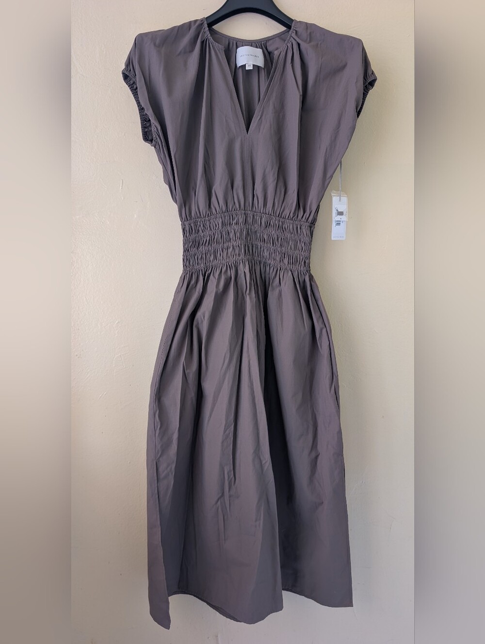 NWT Brochu Walker Mina Dress, Terra (Taupe), XS Midi Dress MSRP $368